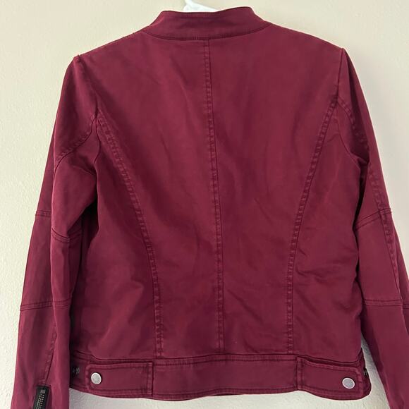 Sanctuary moto utility lightweight maroon jacket pockets bikercore biker S - Picture 8 of 11